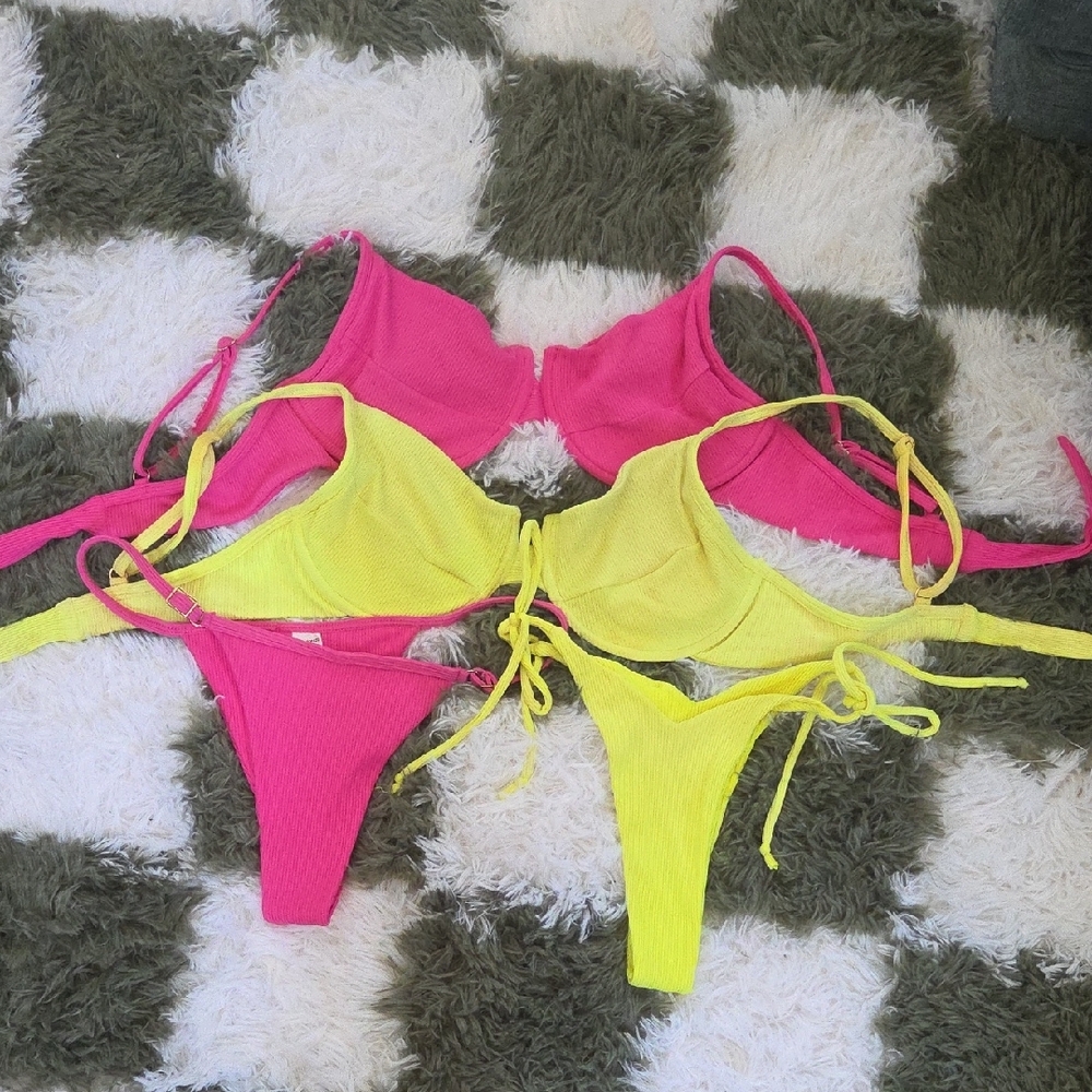 Vibrant Pink and Yellow Bikini Set